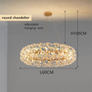 GobekUsa Gold Crystal Chandelier: Luxury LED Hanging Lamp for Living and Dining Room