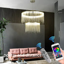 GobekUsa Gold Chain Chandelier Pendant Light w/ Remote, Modern Tassel Design for Kitchen & Living Room