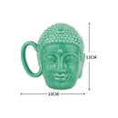 GobekUsa Buddha Sculpture Ceramic Coffee Cup with Covered Handle - Character Portrait Mug