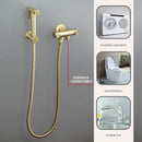GobekUsa Brushed Gold Solid Brass Bathroom Angled Dual Outlet Toilet Filling Valve
