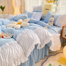 GobekUsa Lace Trim Solid Cotton Bedding Set - Queen/King/Double/Single Sizes