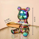 GobekUsa Bear Doll Storage Tray Piggy Bank Snacks Makeup Key Holder Home Decor Accessory