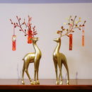 GobekUsa Golden Deer Figurines: European Feng Shui Home Decor Sculptures