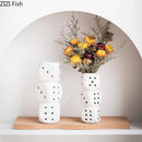 GobekUsa Ceramic Dice Vase Desk Decor Flower Arrangement Artificial Flowers Room Aesthetic