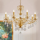 GobekUsa Gold Brass Crystal Chandelier - Luxurious Candle Lights for Villa Living Room