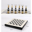 GobekUsa Handmade Wooden Chess Set with Zinc Alloy King & Queen - Plaid Design
