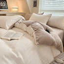GobekUsa High-Density Milk Fleece Duvet Set with Winter Warmth King Bedding & Plush Blanket Cover