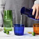 GobekUsa 550ml Bedside Water Carafe and Glass Set in Blue, Amber, Teal, Grey Glass