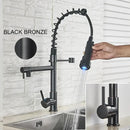 GobekUsa LED Brushed Kitchen Faucet with Pull-Down Spring, Single Handle Swivel Spout