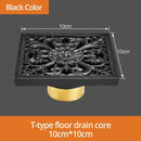 GobekUsa Black Brass Shower Drain Strainer Floor Cover Square Art Carved Grate Basins SY-073R
