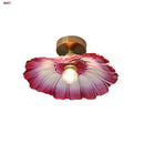 GobekUsa Lotus Leaf LED Ceiling Lamp Purple Glass Nordic Copper Interior Lighting