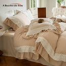 GobekUsa French Lace Ruffles Bedding Set - Soft and Skin-friendly Duvet Cover Set