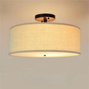 GobekUsa Country Fabric LED Ceiling Light, Modern Wrought Iron Chandelier for Dining Room