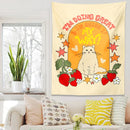 GobekUsa Cute Cat Star Strawberry Tapestry Wall Hanging for Boho Home Decor