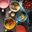 GobekUsa Ceramic Single Handle Salad Bowl, Microwave Safe for Breakfast, Dessert, Soup