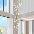 GobekUsa Golden Acrylic Round LED Chandelier for Modern Nordic Living Room Kitchen