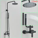 GobekUsa Brushed Nickel Rainfall Shower System with Hot Cold Mixer for Wall Mount