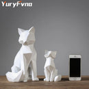 GobekUsa Geometric Fox Sculpture: Modern White Abstract Desktop Art & Creative Gift