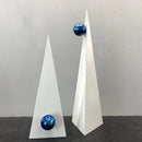 GobekUsa Geometric Triangle Blue Ball Ornament: Abstract Decorative Figurine
