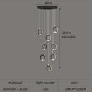 GobekUsa Aluminum LED Chandelier: Luxury Crystal Round Hanging Lamps for Staircase and Attic
