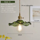 Nordic Green Glass Pendant Light With Brass Accents