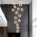 GobekUsa Circular Crystal Led Chandelier Luxury Modern Villa Staircase Living Room Decor Fixtur