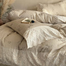 GobekUsa French Lace Flowers Bedding Set, 100% Cotton Double Layer, Soft Duvet Cover, Bed Sheet, Pillowcases