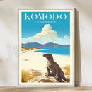 GobekUsa Bali Surfing Poster - Uluwatu, Canggu, Pererenan Estuary, Borobudur, Komodo, Rice Field Illustration