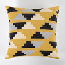 GobekUsa Geometric Canvas Cotton Cushion Cover - Yellow Grey/White Embroidery Square Pillow Cover