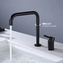 GobekUsa Black Basin Faucet: Brushed Gold Two-Hole Bathroom Sink Tap with Rotating Spout