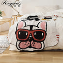 GobekUsa Kawaii Bulldog Knitted Blanket - Cozy Dog Design Throw Blanket