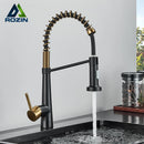 GobekUsa Black Gold Kitchen Faucet with Pull Down Sprayer