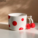 GobekUsa Cherry Handle Gold Plated Porcelain Coffee Mug