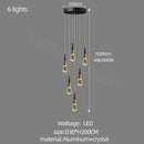 GobekUsa Crystal Chandelier LED Staircase Lamp for Elegant Living Room, Kitchen, and Restaurant