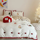 GobekUsa Cartoon Embroidered Cashmere Winter Bedding Set - Queen Size