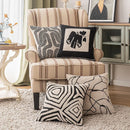 GobekUsa Geometric Embroidered Cushion Cover in Modern Beige and Black