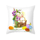 GobekUsa Easter Rabbit & Eggs Pillowcase: Festival Home Decor Flower Bunny Print Cushion Cover