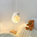 GobekUsa Kids Room LED Chandeliers White Bear Bunny Pendant Light Glass Bedside Lamp