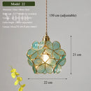 Nordic Green Glass Pendant Light With Brass Accents