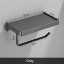 GobekUsa Aluminum Gray Bathroom Paper Roll Holder with Phone Shelf, Tissue Box Rack