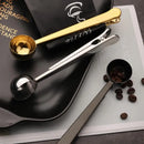 GobekUsa 2-in-1 Stainless Steel Coffee Spoon & Sealing Clip - Gold Kitchen Accessory