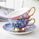 GobekUsa Cartoon Bird Pattern Ceramic Cup & Saucer Set for Dining Table and Coffee Mug