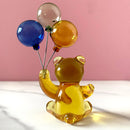 GobekUsa Crystal Bear with Balloons Glass Figurine: Charming Home Table Decor - Kids Birthday Gift