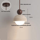 GobekUsa LED Pendant Lamp with Wood Canopy & White Glass Chandelier - Yellow Travertine Kitchen Bedroom Lighting