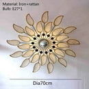 GobekUsa Japanese Wicker Petal Chandelier for Tea House Dining, Parlor, Restaurant