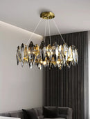 GobekUsa Crystal Chandelier: Elegant Ceiling Hanging Light for Living Room & Dining Table