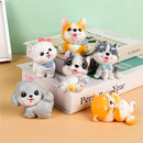 GobekUsa Dog Figurine Miniatures Set - Husky Corgi Bulldog Puppy Statue Decor