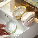 GobekUsa Bitter Gourd Ceramic Soap Dish - Bathroom Accessories Drainage Rack & Storage Container