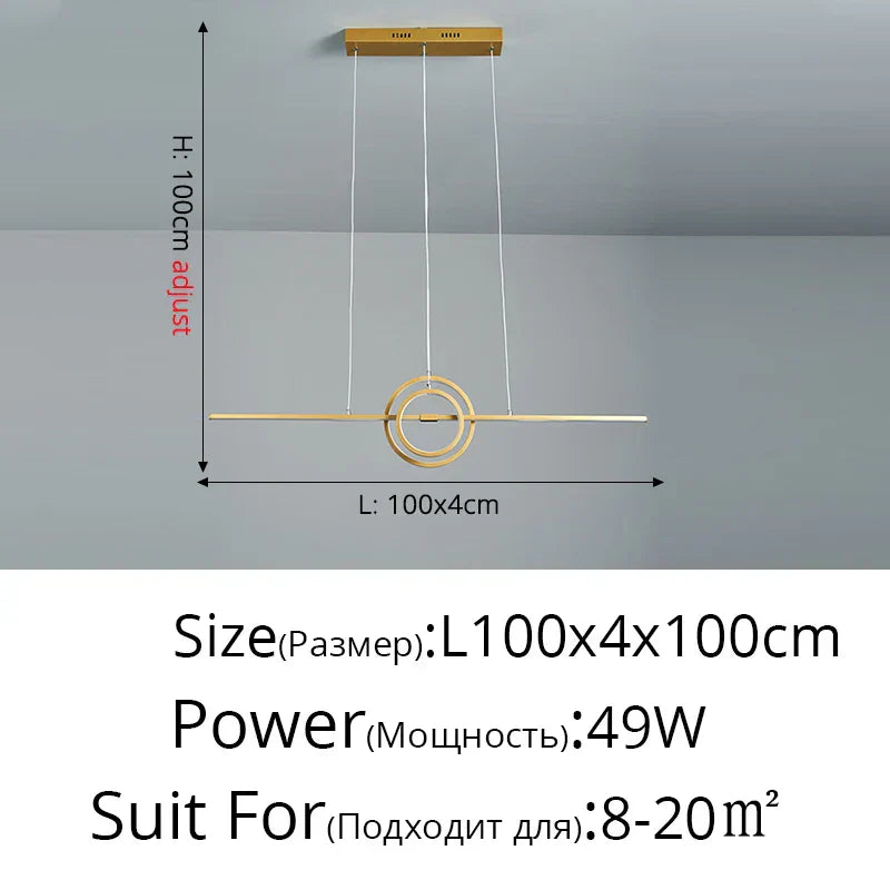 GobekUsa LED Ceiling Chandelier: Modern Minimalist Kitchen Dining Table Lighting, photo 8 of 12