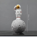 GobekUsa Astronaut Figurines: Modern Spaceman with Moon Sculpture, Perfect Gift for Man & Boyfriend